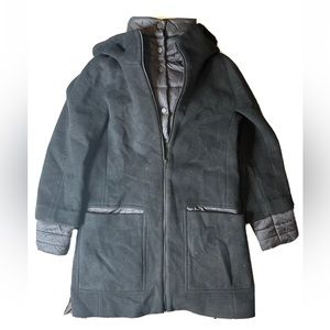 SOIA & KYO Mixed Media Wool Coat W Puffer Interior Size M